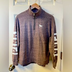 Victorias Secret Pink 1/4 zip sweatshirt women’s small dog logo pink logo